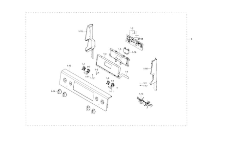 Control Panel Diagram and Parts List for NE59J7630SW AA-0000 Samsung Range