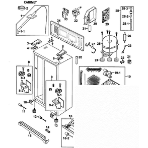 Cabinet Diagram and Parts List for RS275ACBP XAA-0000 Samsung Refrigerator