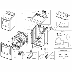 Main Diagram and Parts List for DV5451AEW (XAC)(0003) Samsung Dryer