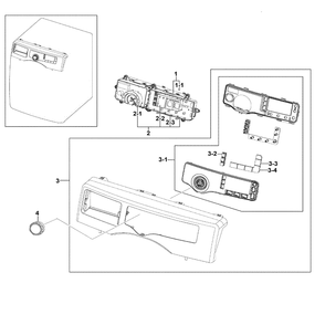 Control Panel Diagram and Parts List for WF220ANW XAA-01 Samsung Washer