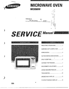 Microwave Oven/contents Diagram and Parts List for MC6566W XAA Samsung Microwave