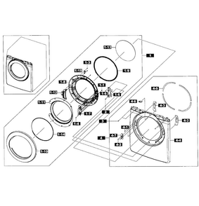 Front/door Assy Diagram and Parts List for DV365ETBGWR A3-0001 Samsung Dryer