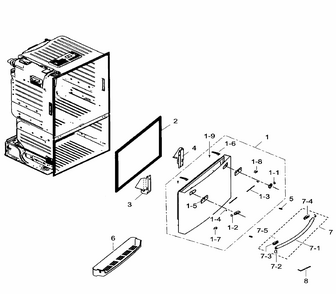 Freezer Door Diagram and Parts List for RF30HDEDTSR AA-0001 Samsung Refrigerator