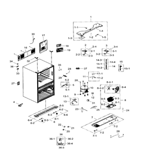 Cabinet Diagram and Parts List for RF31FMEDBWW AA-06 Samsung Refrigerator