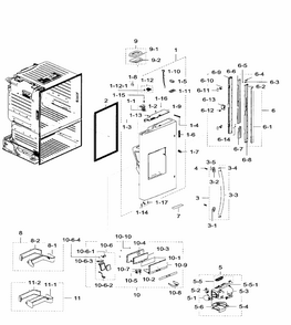 Left Door Diagram and Parts List for RF28HFEDTSR AA-0007 Samsung Refrigerator
