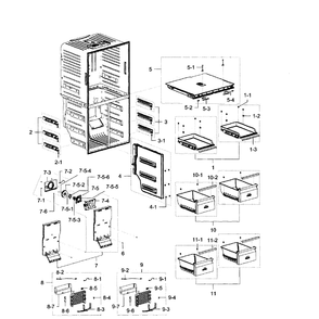 Freezer Diagram and Parts List for RF32FMQDBSR AA-0006 Samsung Refrigerator