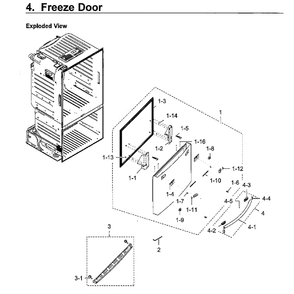 Freezer Door Diagram and Parts List for RF23HCEDBWW AA-10 Samsung Refrigerator