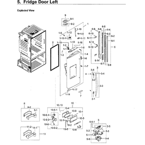 Fridge Door Lt Diagram and Parts List for RF23HCEDBWW AA-11 Samsung Refrigerator