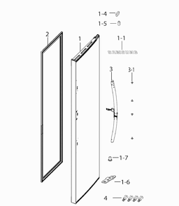 Door Fridge Out Diagram and Parts List for RH25H5611WW AA-0002 Samsung Refrigerator