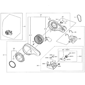 Motor Duct Diagram and Parts List for DV42H5000EW A3-03 Samsung Dryer