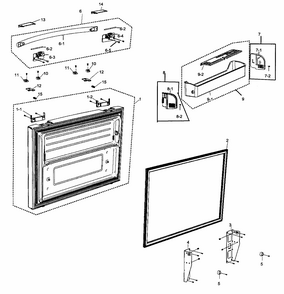 Freezer Door Diagram and Parts List for RF266AEWP XAA-0000 Samsung Refrigerator