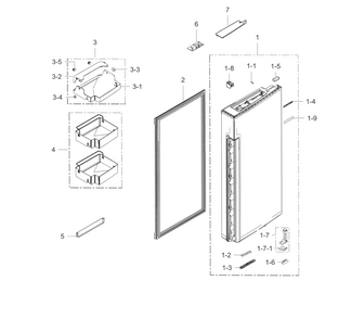 Fridge Door R Diagram and Parts List for RF34H9950S4 AA-0001 Samsung Refrigerator