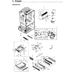 Freezer Diagram and Parts List for RF263BEAESR AA-04 Samsung Refrigerator