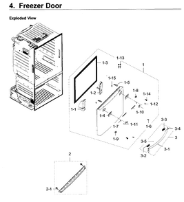 Freezer Door Diagram and Parts List for RF28HDEDPWW AA-0007 Samsung Refrigerator