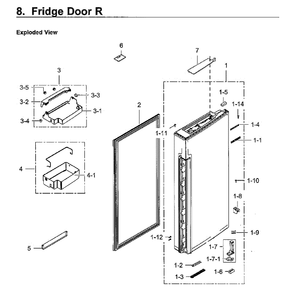 Fridge Door Rt Diagram and Parts List for RF24J9960S4 AA-04 Samsung Refrigerator