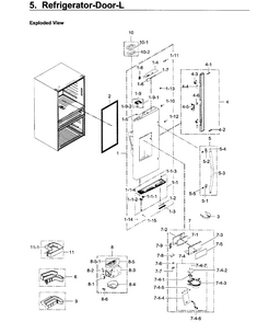 Fridge Door L Diagram and Parts List for RF30KMEDBSR AA-0001 Samsung Refrigerator