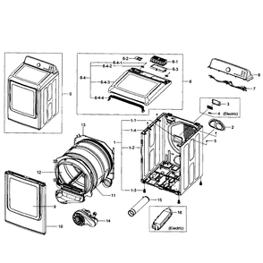 Main Assembly Diagram and Parts List for DV400EWHDWR AA-01 Samsung Dryer