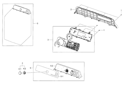Control Panel Diagram and Parts List for DV48H7400GW A2-0000 Samsung Dryer