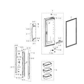 Left Door Diagram and Parts List for RFG293HARS XAA-03 Samsung Refrigerator