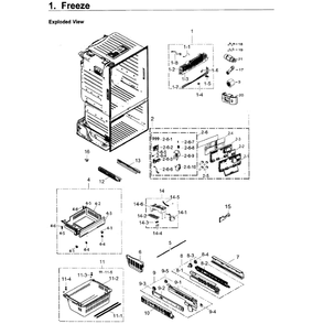 Freezer Diagram and Parts List for RF263BEAESR AA-02 Samsung Refrigerator