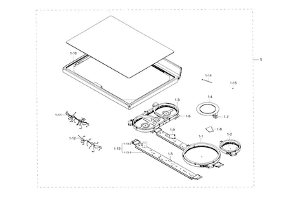 Cooktop Diagram and Parts List for NE59J7850WS AA-0001 Samsung Range