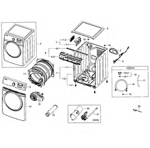 Main Assy Diagram and Parts List for DV393GTPAWR A1-0002 Samsung Dryer