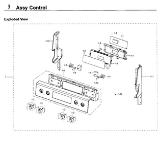 Control Panel Diagram and Parts List for NE59J3420SW AA-0002 Samsung Range