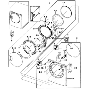 Door Assembly Diagram and Parts List for DV218AGB XAA-0000 Samsung Dryer