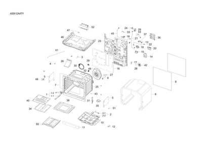 Cavity Assembly Diagram and Parts List for NX60T8511SS AA-00 Samsung Range