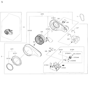 Motor Duct Diagram and Parts List for DV50K8600EW A3-0000 Samsung Dryer