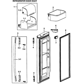 Right Door Diagram and Parts List for RF265AASH XAA-0000 Samsung Refrigerator