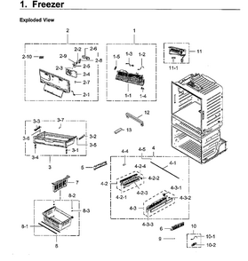 Freezer Diagram and Parts List for RF28HMEDBWW AA-0010 Samsung Refrigerator
