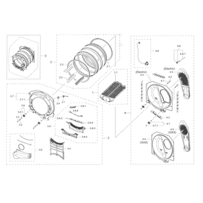 Drum Diagram and Parts List for DV45K6200GZ A3-0000 Samsung Dryer