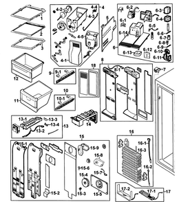 Freezer Diagram and Parts List for RS269LARS XAA-0000 Samsung Refrigerator