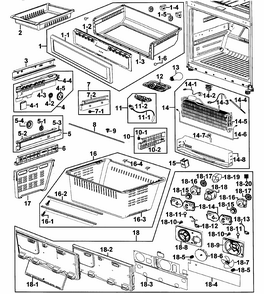 Freezer Diagram and Parts List for RF267ABRS XAA-0000 Samsung Refrigerator