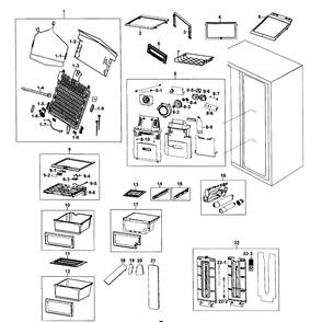 Refrigerator Diagram and Parts List for RS267TDWP XAA-0000 Samsung Refrigerator