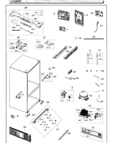 Cabinet Diagram and Parts List for RF26HFENDWW AA-0001 Samsung Refrigerator