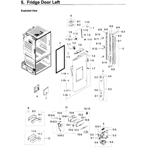 Fridge Door L Diagram and Parts List for RF28HDEDPBC AA-06 Samsung Refrigerator