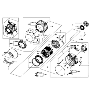 Tub / Drum Diagram and Parts List for WF365BTBGWR A1-01 Samsung Washer