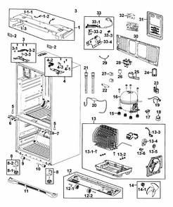 Cabinet Diagram and Parts List for RF267AEPN XAA-0000 Samsung Refrigerator