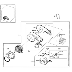 Motor Duct Diagram and Parts List for DV409AER XAA-02 Samsung Dryer