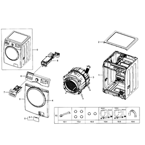 Main Section Diagram and Parts List for WF350ANW XAA-03 Samsung Washer