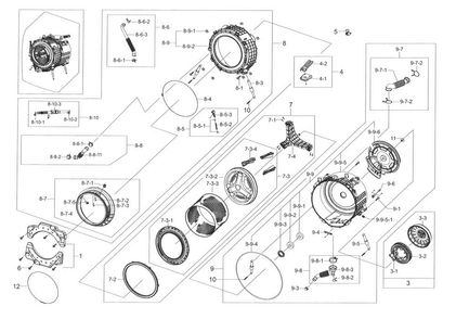 Part Location Diagram of DC97-18934A Samsung Tub