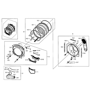 Drum Diagram and Parts List for DV331AER XAA-02 Samsung Dryer