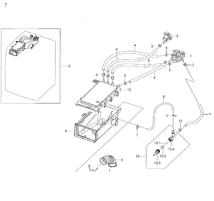 Housing-drawer Diagram and Parts List for WF42H5200AF A2-0000 Samsung Washer