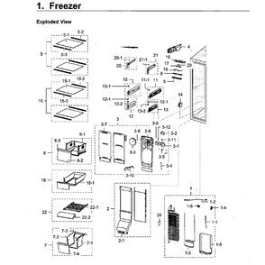 Freezer Diagram and Parts List for RH22H9010SR AA-02 Samsung Refrigerator