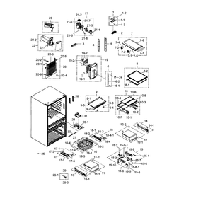 Refrigerator Diagram and Parts List for RF30HBEDBSR AA-0001 Samsung Refrigerator