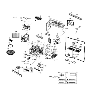 Main Assembly Diagram and Parts List for SMH1926B XAA-0000 Samsung Microwave