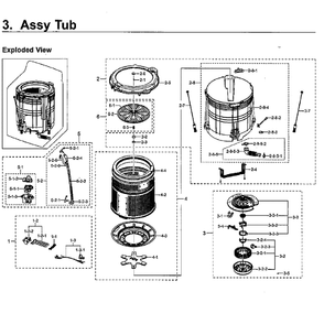 Tub Assembly Diagram and Parts List for WA5471ABW XAA-02 Samsung Washer