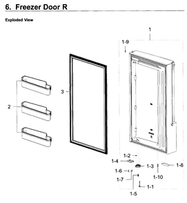 Freezer Door R Diagram and Parts List for RF22K9581SR AA-0002 Samsung Refrigerator